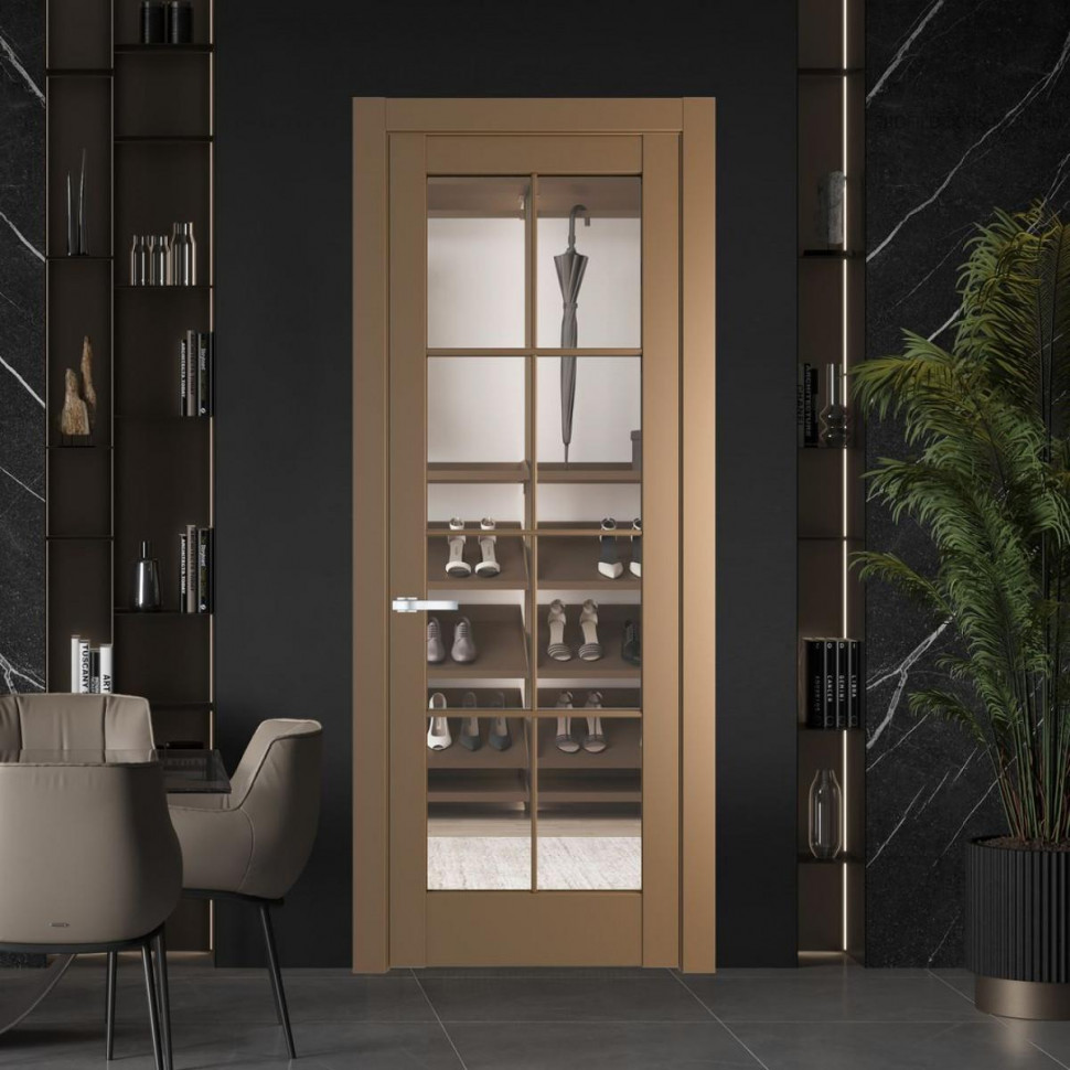 Межкомнатная дверь ProfilDoors 4.1.2 (р.8) PD цвет Перламутр золото вставка Прозрачное