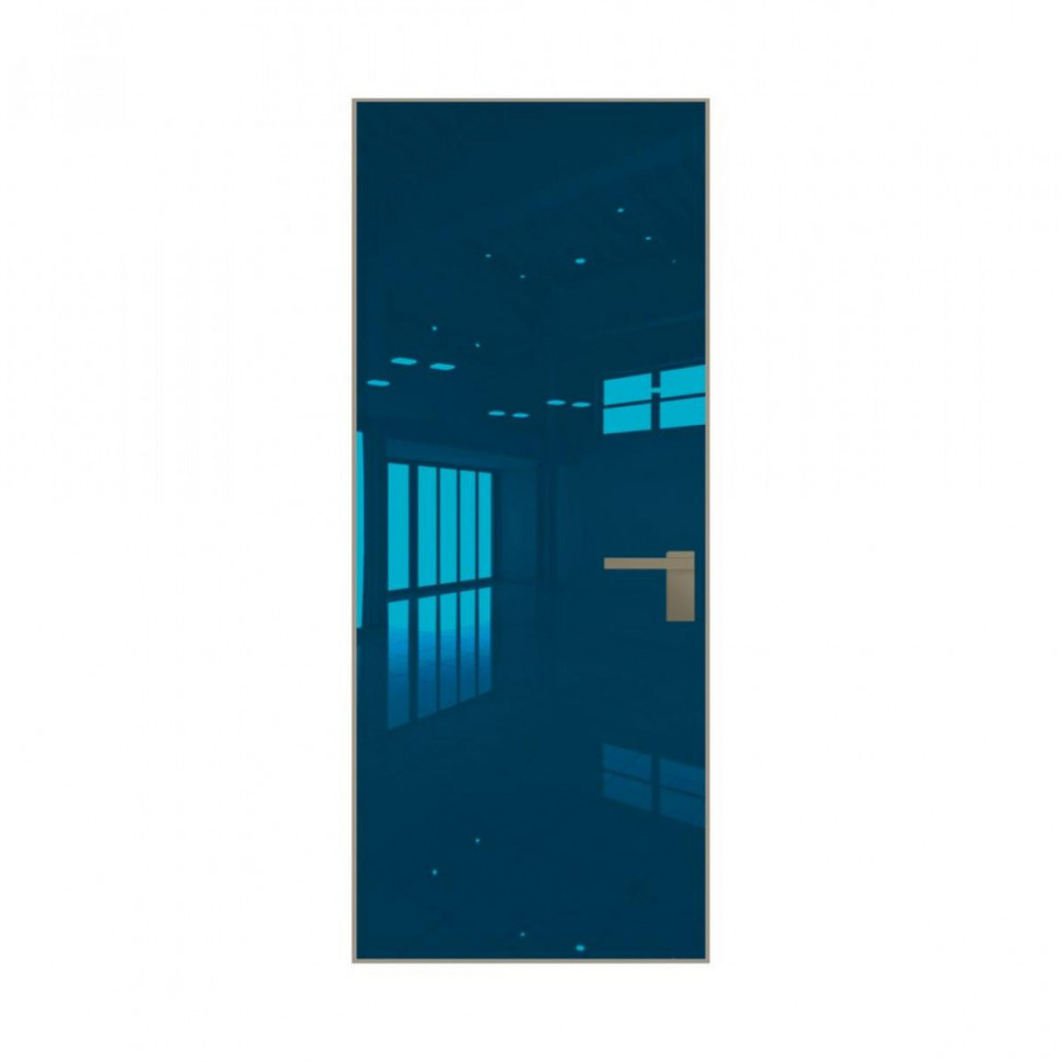 Межкомнатная дверь ProfilDoors 0M Зеркало Blue алюминиевая кромка Никель матовый