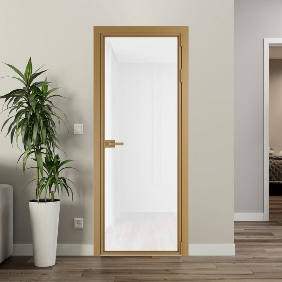 Межкомнатная дверь ProfilDoors 1 AX Триплекс белый профиль Золото