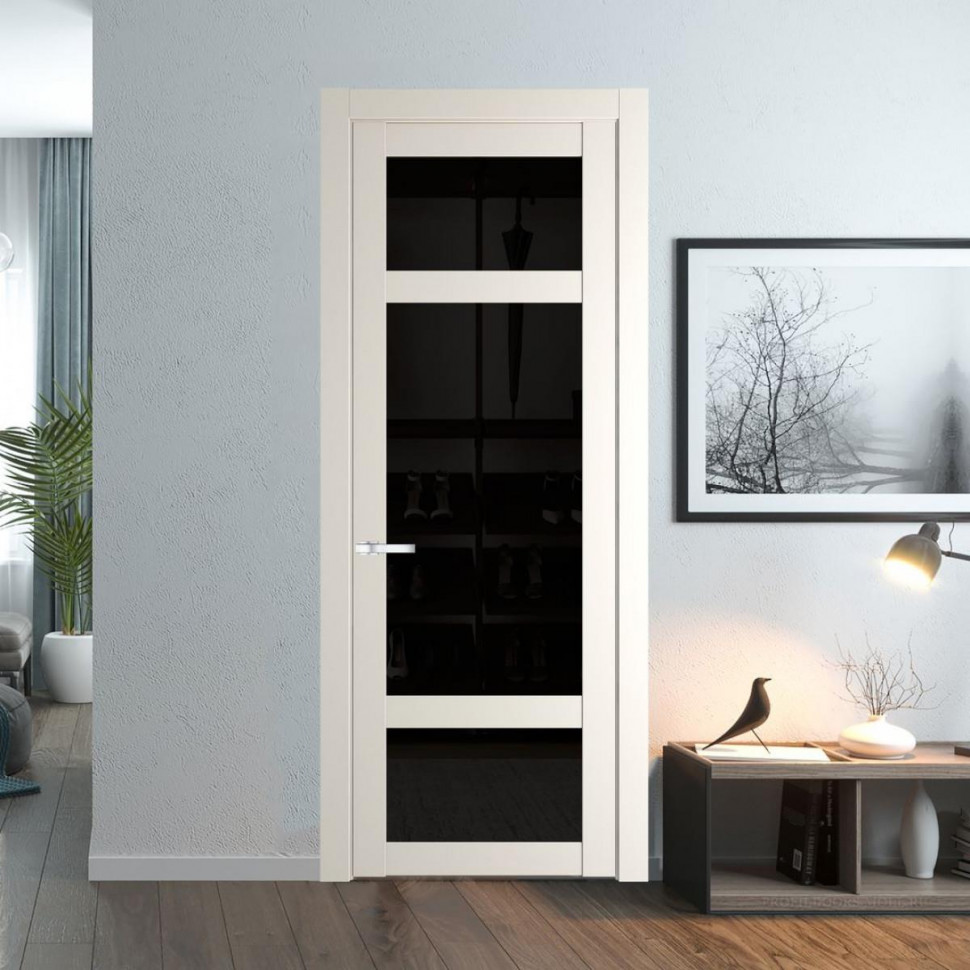 Межкомнатная дверь ProfilDoors 2.3.2 PD цвет Перламутр белый вставка Черное тонированное