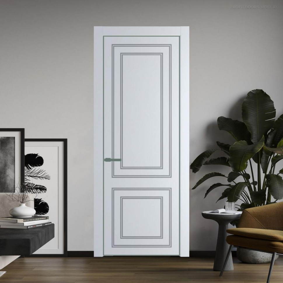 Межкомнатная дверь ProfilDoors 27 PA с фрезерованным рисунком Вайт с профилем Зеленый воск