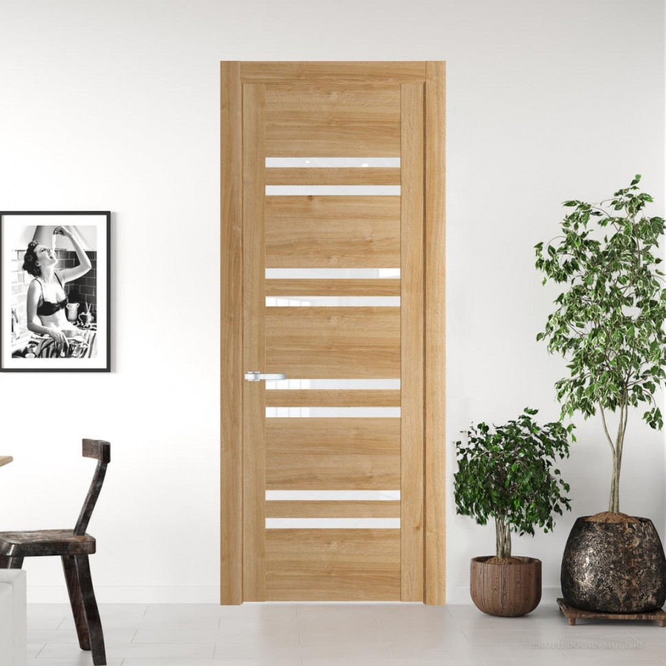 Межкомнатная дверь ProfilDoors 1.6 N Дуб Карамель с стеклом триплекс белым