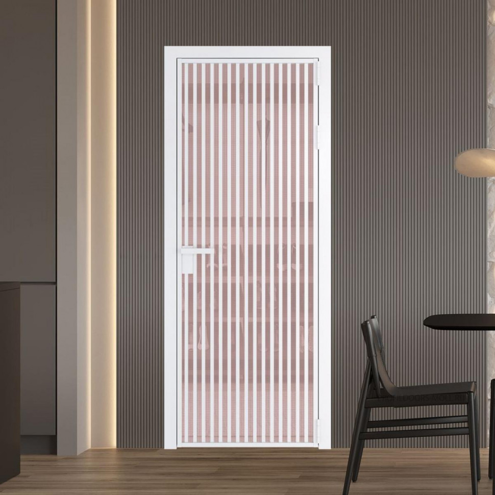 Межкомнатная дверь ProfilDoors 11 AG стекло Кризет розовое цвет профиля Вайт