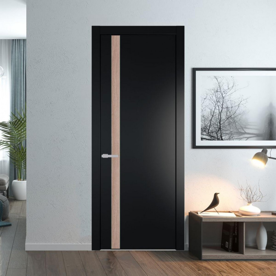 Межкомнатная дверь ProfilDoors 18 PW Блэк Дуб Сонома молдинг Зеленый воск
