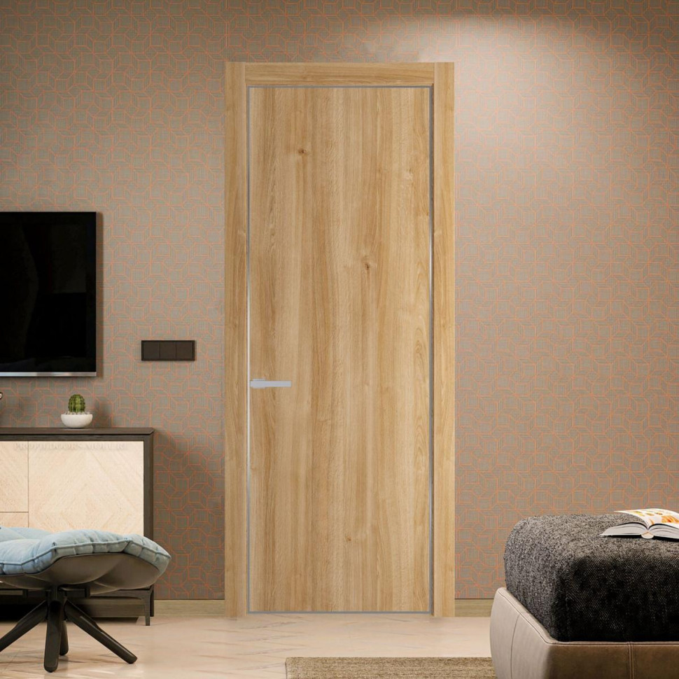 Межкомнатная дверь ProfilDoors 1 NE Дуб Карамель с кромкой Серебро