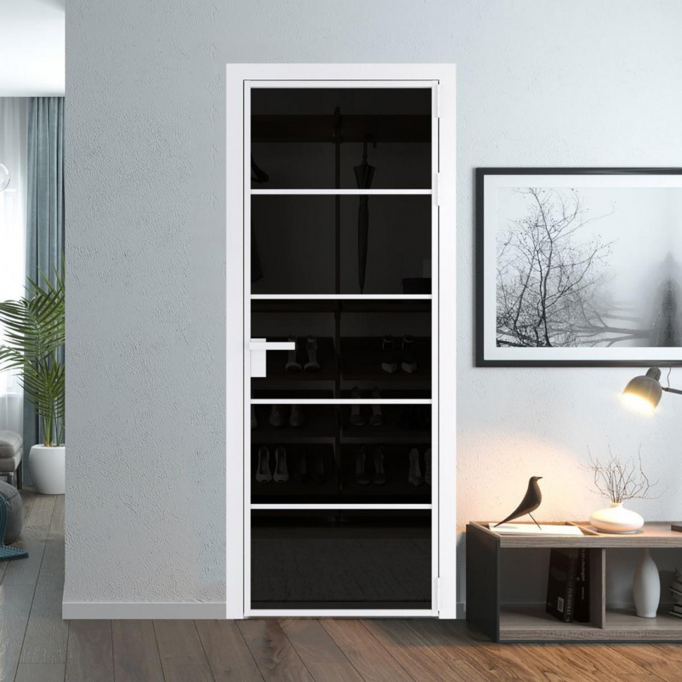 Межкомнатная дверь ProfilDoors 14 AG стекло Черное тонированное цвет профиля Вайт