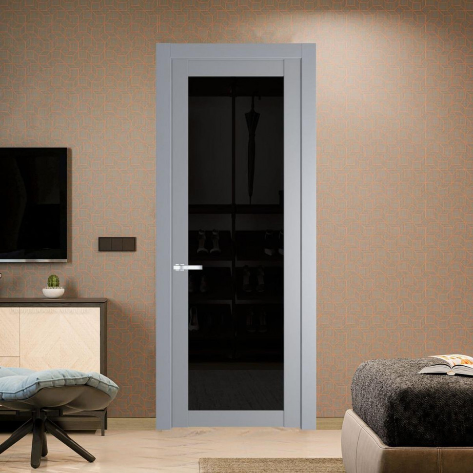 Межкомнатная дверь ProfilDoors 2.1.2 PD цвет Смоки вставка Черное тонированное