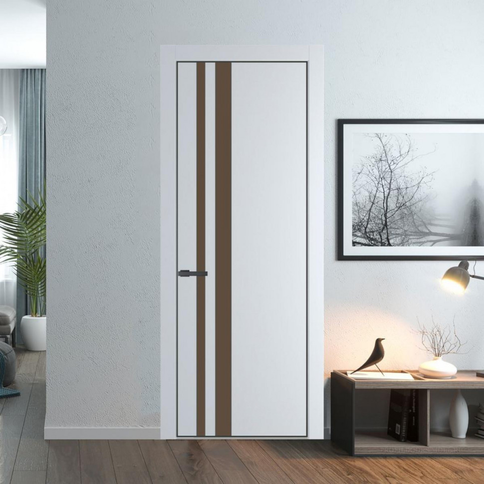 Межкомнатная дверь ProfilDoors 20 PA Вайт с профилем Серая Ночь с стеклом  монохром гляссе