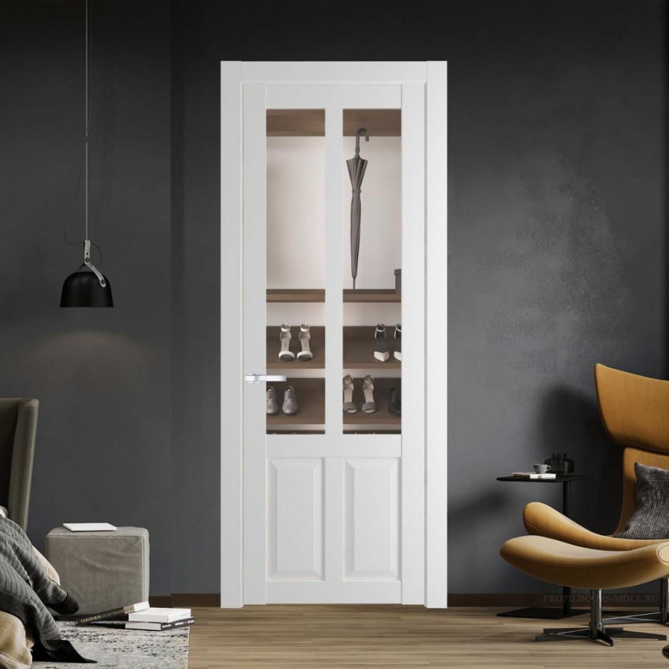 Межкомнатная дверь ProfilDoors 2.8.2 PD цвет Крем Вайт вставка Прозрачное