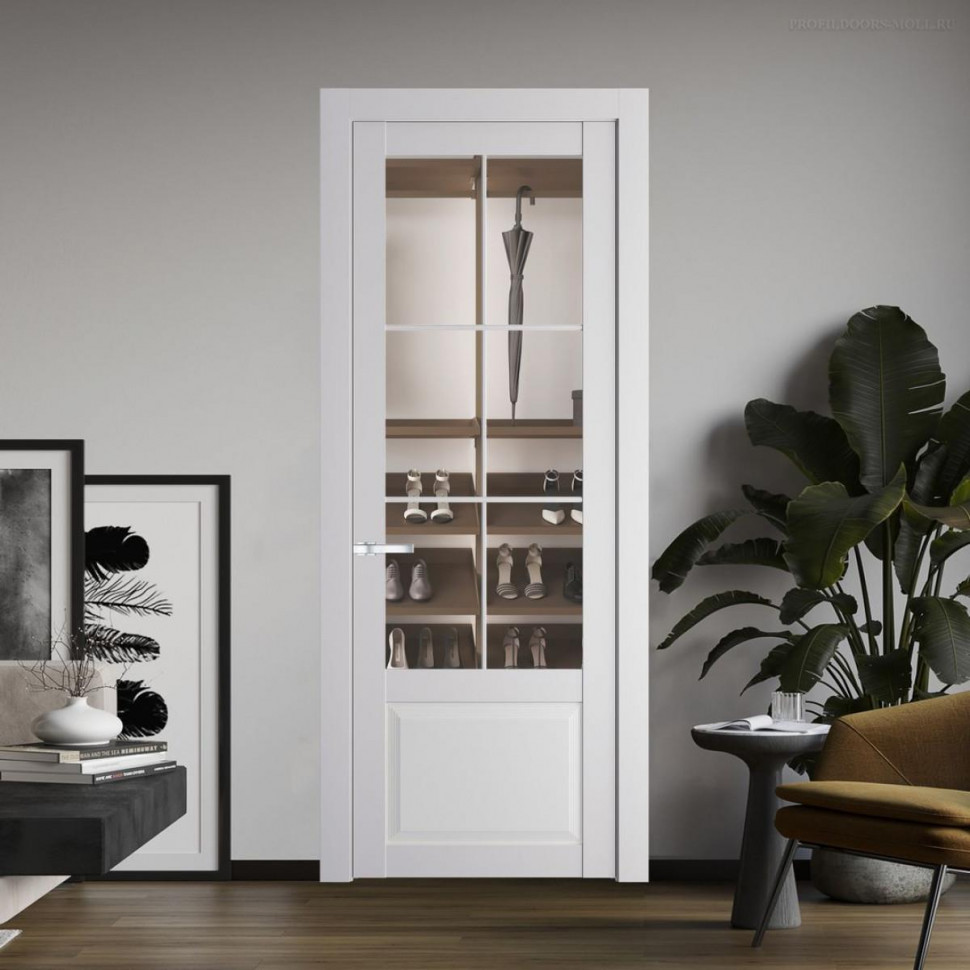 Межкомнатная дверь ProfilDoors 2.2.2 (р.6) PD цвет Крем Вайт вставка Прозрачное