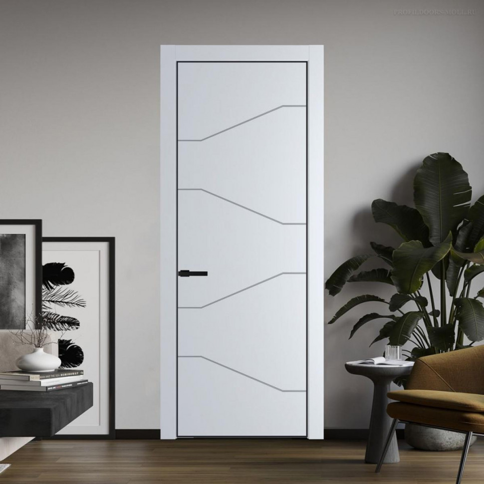 Межкомнатная дверь ProfilDoors 2 PE с фрезерованным рисунком Вайт с алюминиевой кромкой Черный