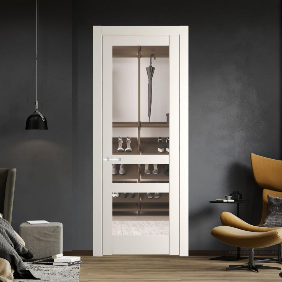 Межкомнатная дверь ProfilDoors 3.5.2 PD цвет Перламутр белый вставка Прозрачное