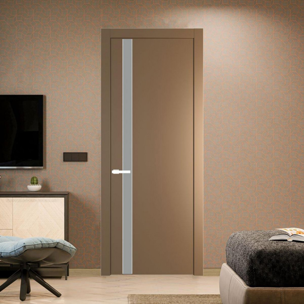 Межкомнатная дверь ProfilDoors 18 PW Перламутр золото Монохром серый молдинг Вайт