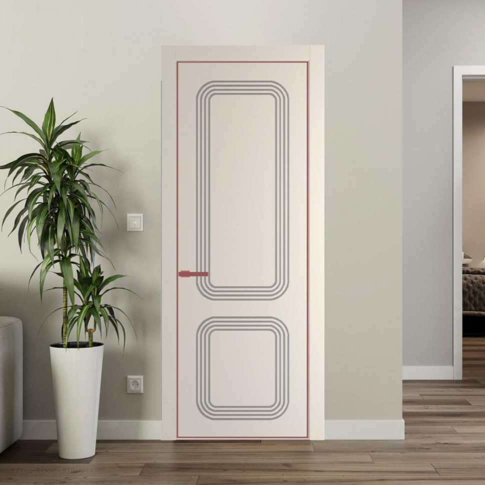 Межкомнатная дверь ProfilDoors 35 PA с фрезерованным рисунком Кремовая Магнолия с профилем Красный антрацит