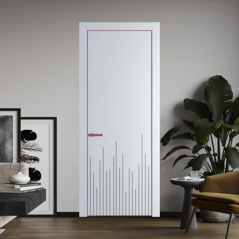 Межкомнатная дверь ProfilDoors 7 PA Вайт с профилем Красный антрацит