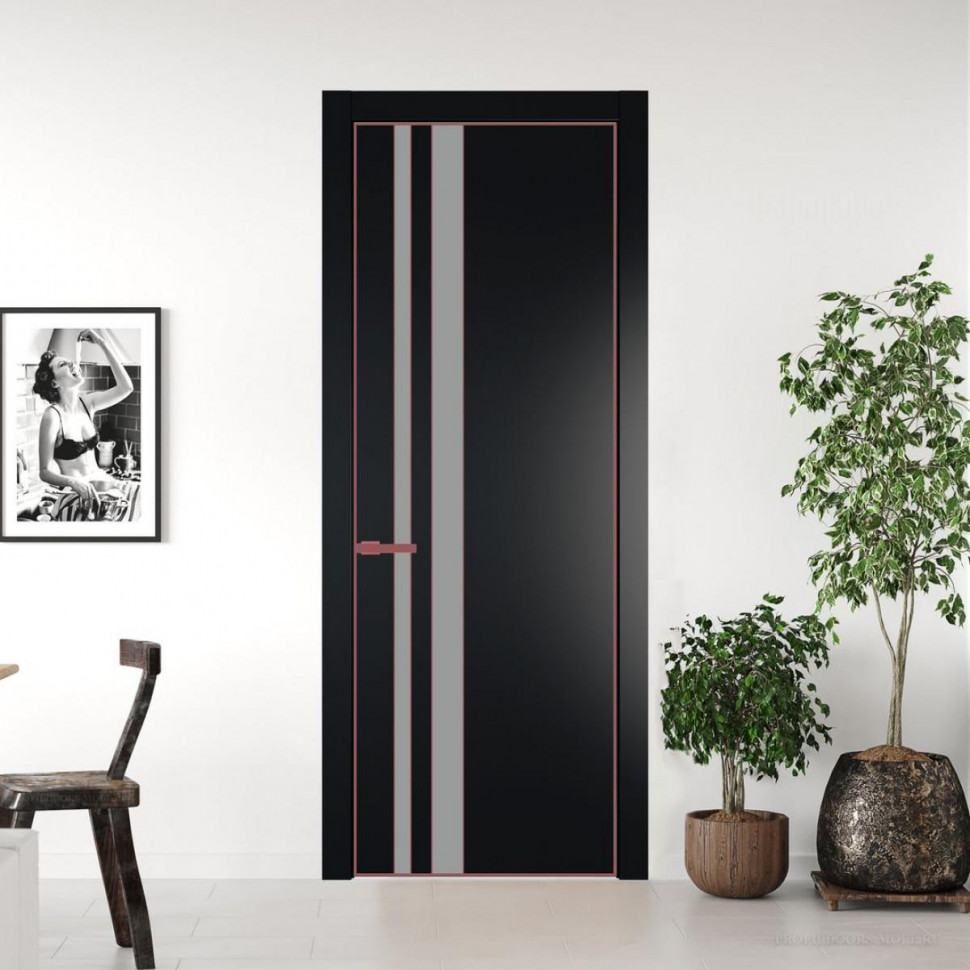Межкомнатная дверь ProfilDoors 20 PA Блэк с профилем Красный антрацит с стеклом  монохром серый