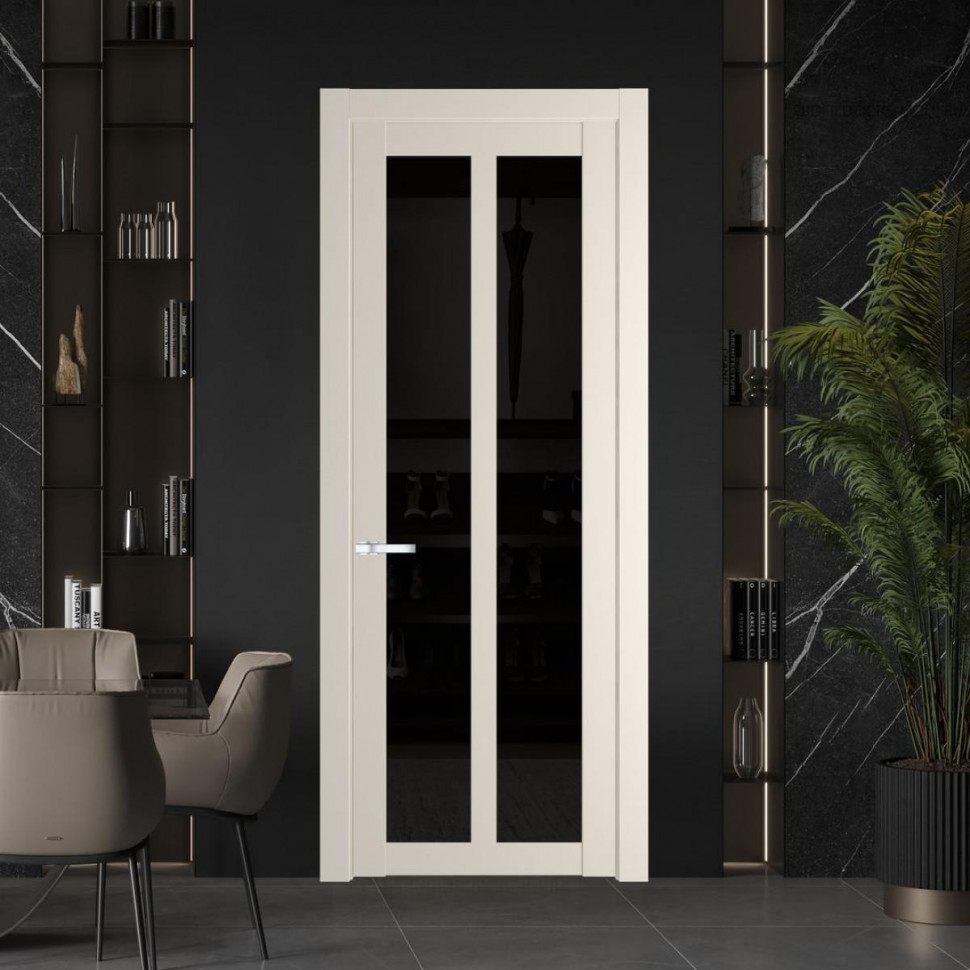 Межкомнатная дверь ProfilDoors 1.7.2 PD цвет Кремовая Магнолия вставка Черное тонированное