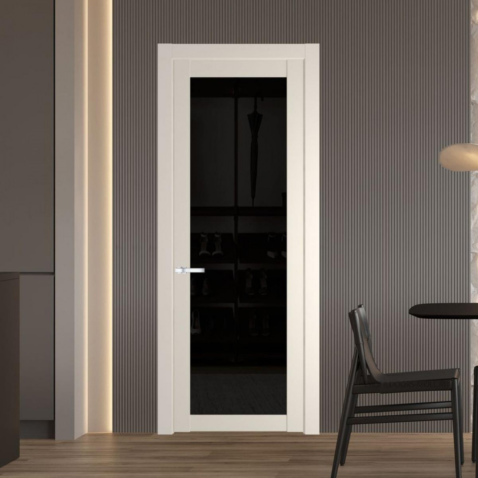 Межкомнатная дверь ProfilDoors 2.1.2 PD цвет Кремовая Магнолия вставка Черное тонированное