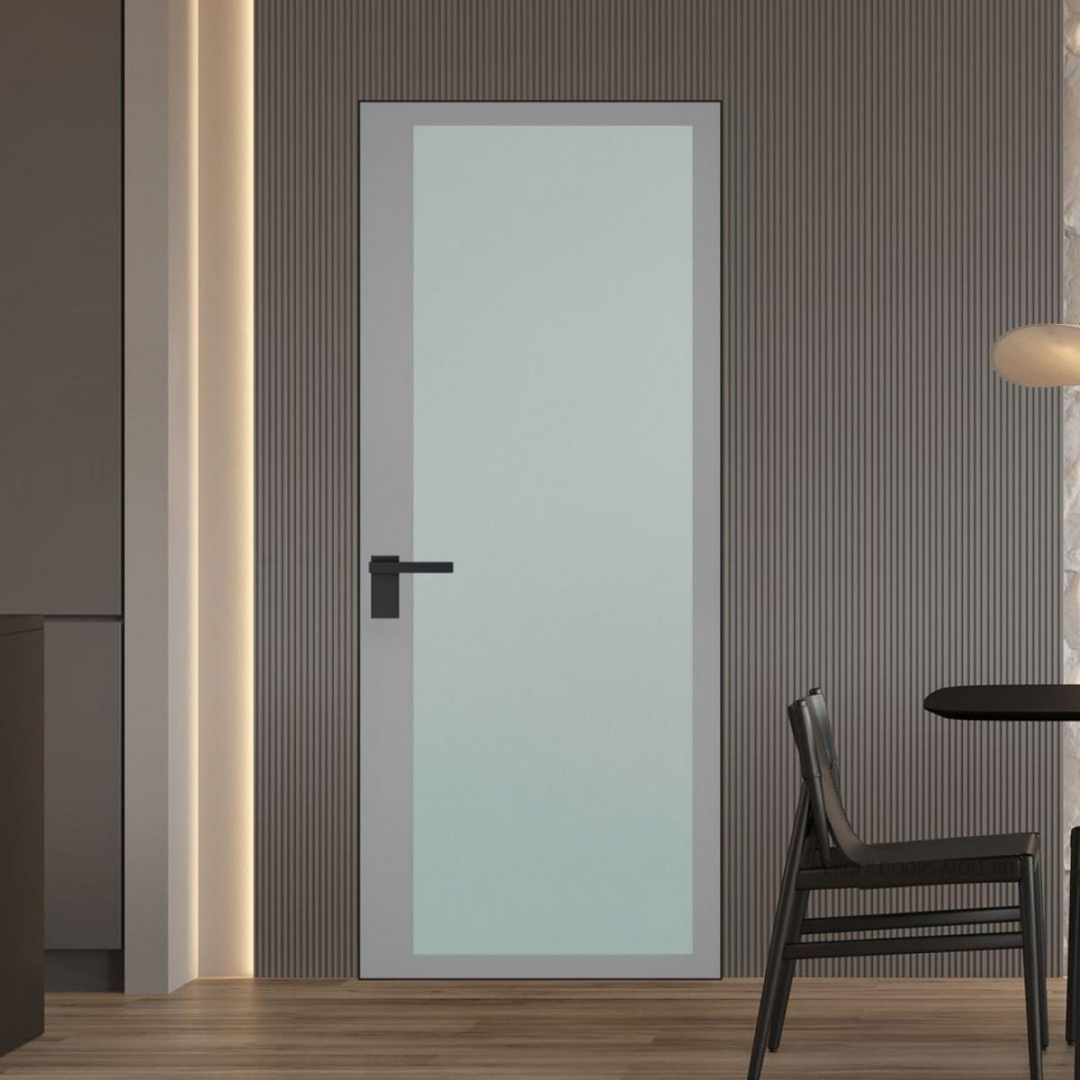 Межкомнатная дверь ProfilDoors 2 AGK цвет Мателюкс серый прокрас кромка Черный матовый