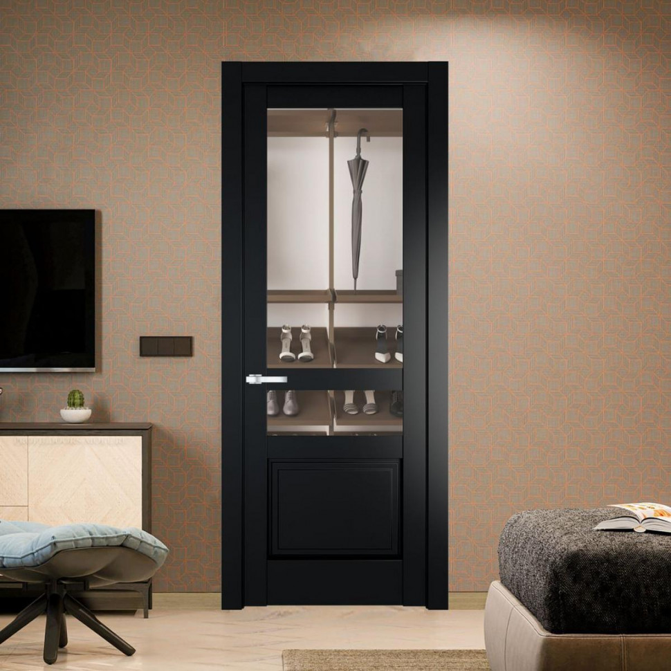Межкомнатная дверь ProfilDoors 3.5.4 PD цвет Блэк вставка Прозрачное