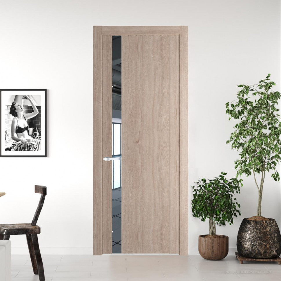 Межкомнатная дверь ProfilDoors 1.2 N Дуб Сонома с вставкой стекла зеркало