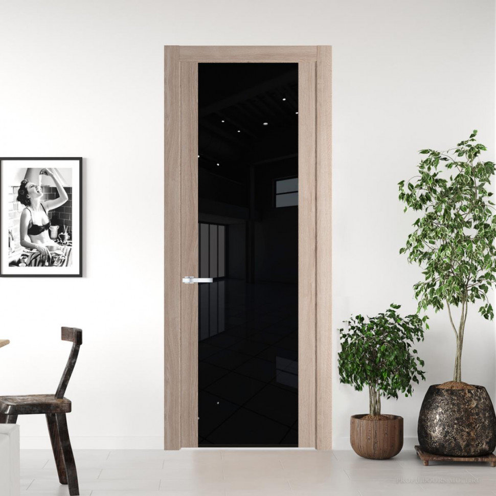 Межкомнатная дверь ProfilDoors 1.13 N Дуб Сонома с стеклом триплекс черным