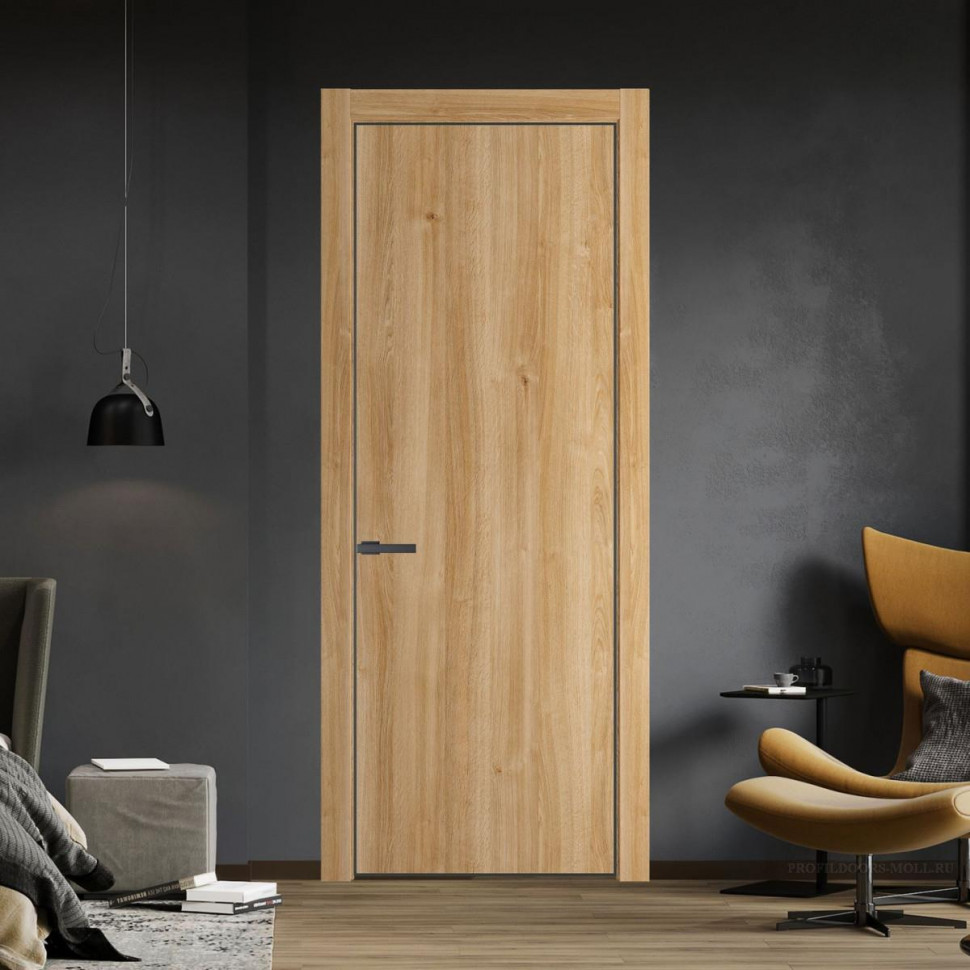 Межкомнатная дверь ProfilDoors 1 NE Дуб Карамель с кромкой Серая Ночь