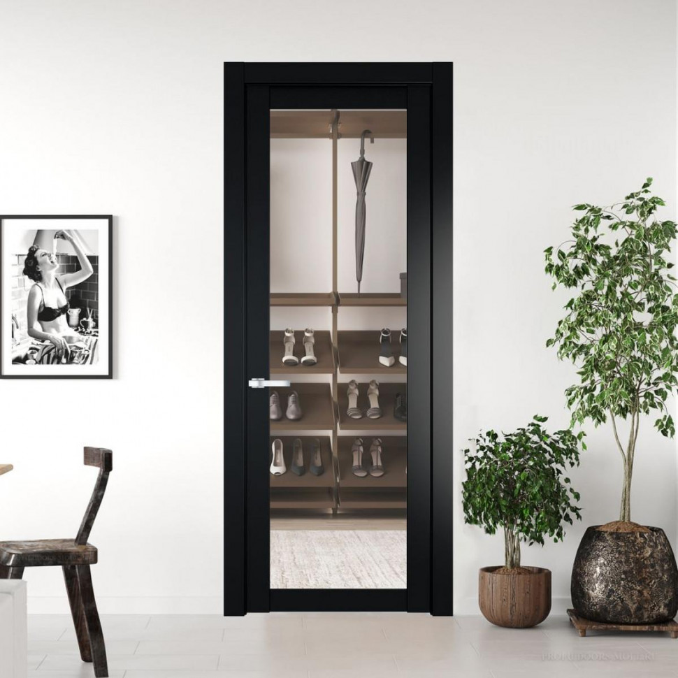 Межкомнатная дверь ProfilDoors 1.1.2 PD цвет Блэк вставка Прозрачное