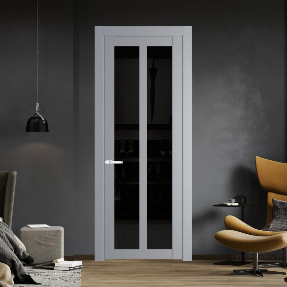 Межкомнатная дверь ProfilDoors 1.7.2 PD цвет Смоки вставка Черное тонированное