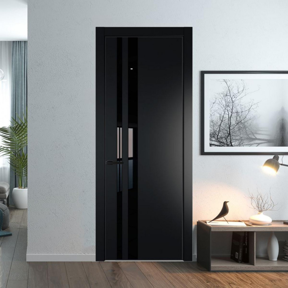 Межкомнатная дверь ProfilDoors 20 PA Блэк с профилем Черный с стеклом Lacobel Черный лак