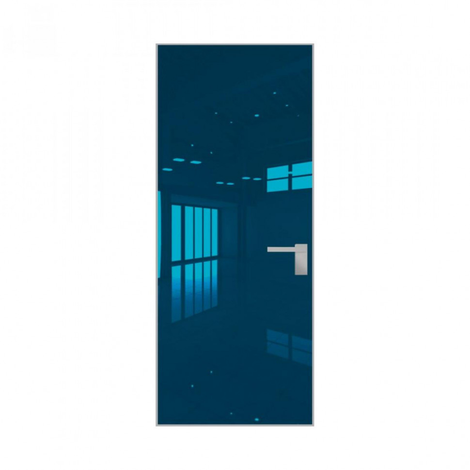 Межкомнатная дверь ProfilDoors 0M Зеркало Blue алюминиевая кромка Серебро