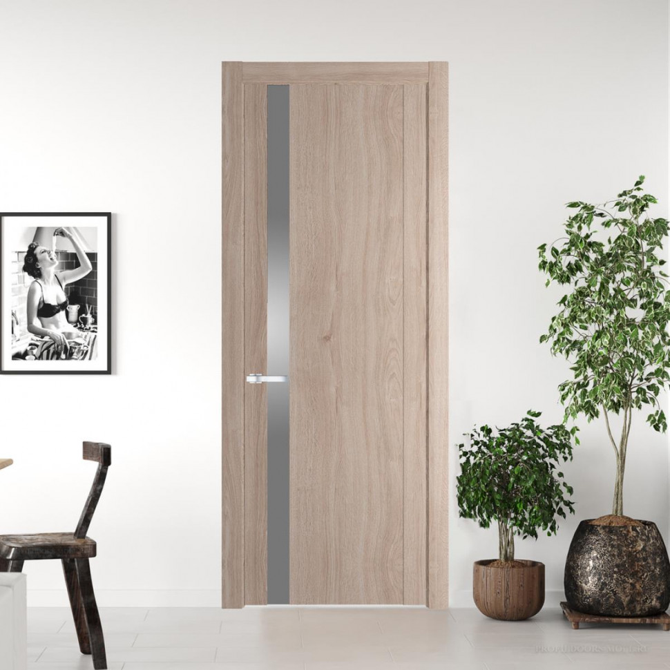 Межкомнатная дверь ProfilDoors 1.2 N Дуб Сонома с вставкой стекла серебро матлак