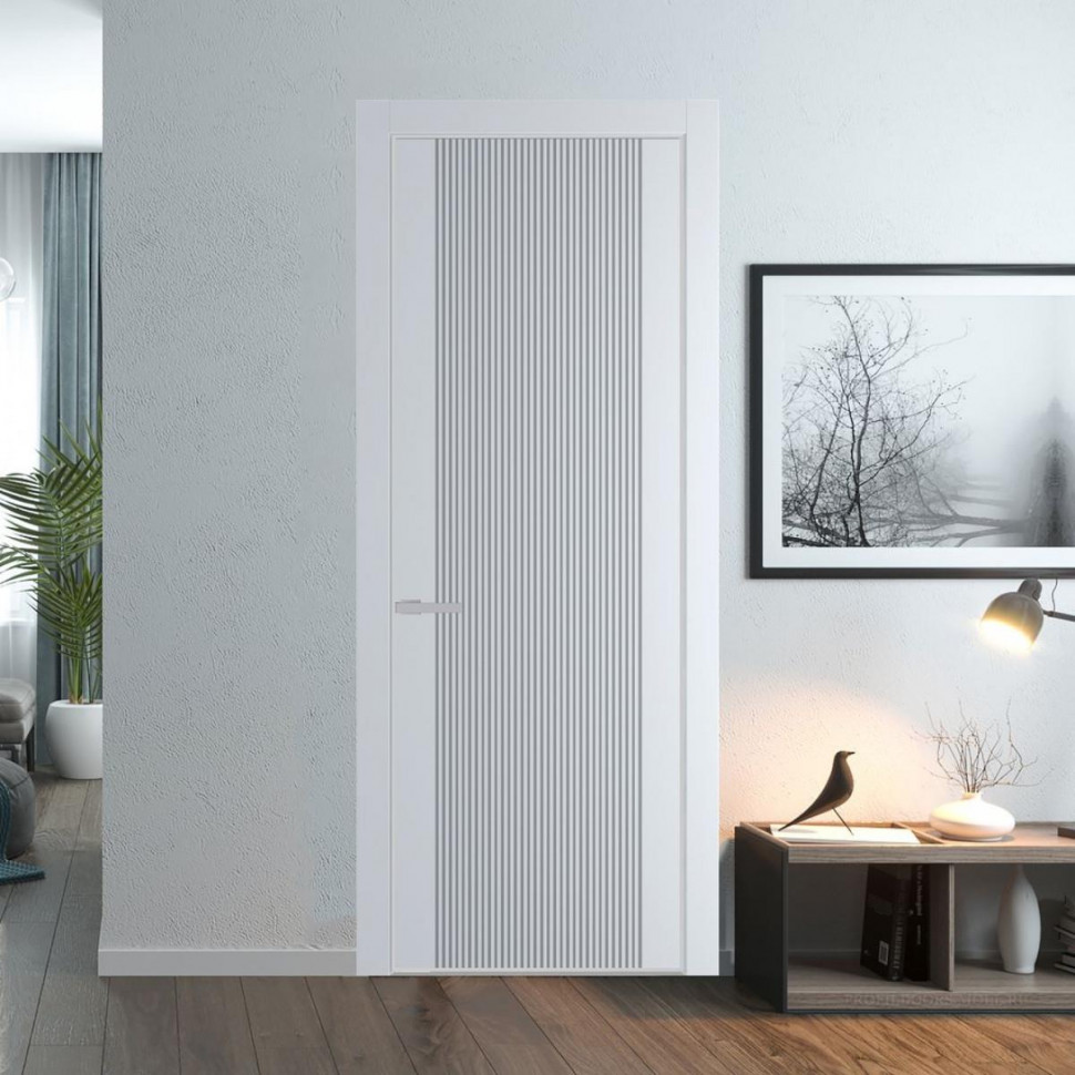 Межкомнатная дверь ProfilDoors 37 PE с фрезерованным рисунком Вайт с алюминиевой кромкой Матовая
