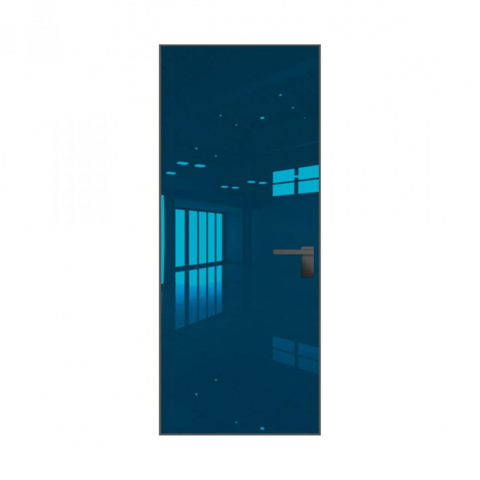 Межкомнатная дверь ProfilDoors 0M Зеркало Blue алюминиевая кромка Серая ночь