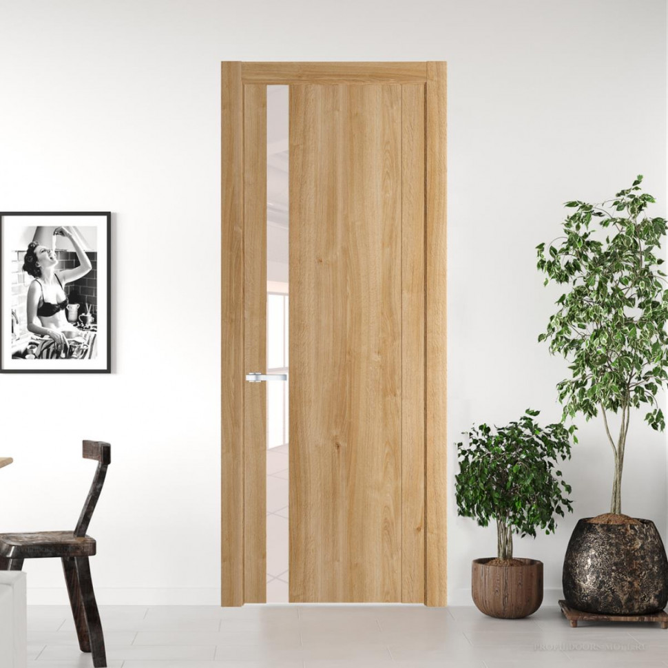 Межкомнатная дверь ProfilDoors 1.2 N Дуб Карамель с вставкой стекла перламутровый лак