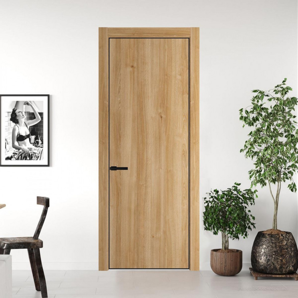 Межкомнатная дверь ProfilDoors 1 NE Дуб Карамель с кромкой Черный