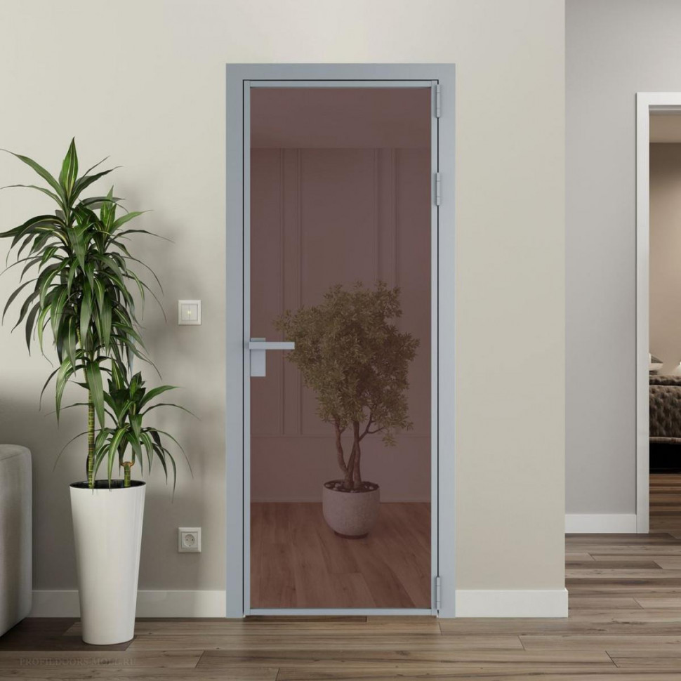 Межкомнатная дверь ProfilDoors 1 AG стекло Золотистая бронза цвет профиля Серебро