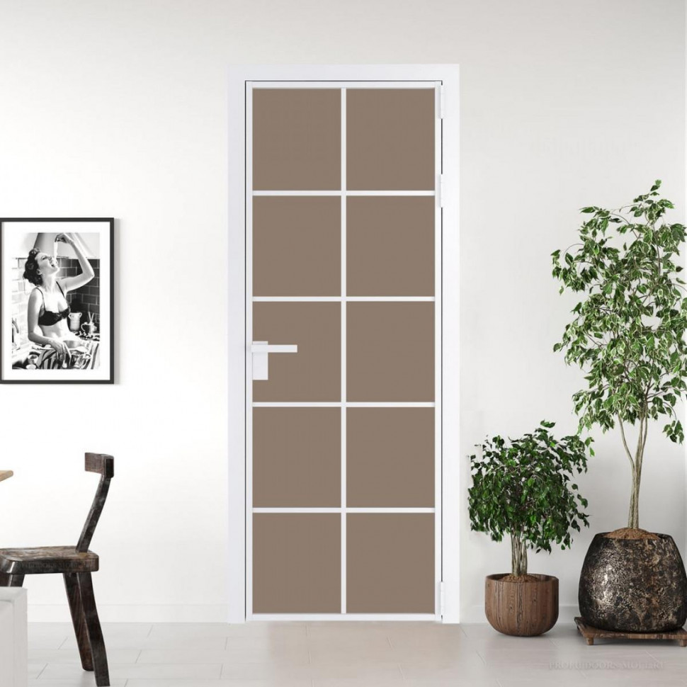 Межкомнатная дверь ProfilDoors 4 AG стекло Монохром капучино триплекс цвет профиля Вайт