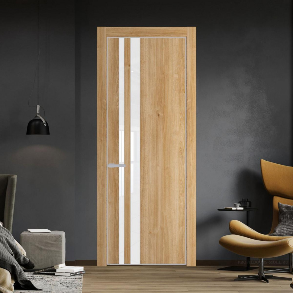 Межкомнатная дверь ProfilDoors 20 NE Дуб Карамель с кромкой Матовая с стекляной вставкой лак классик
