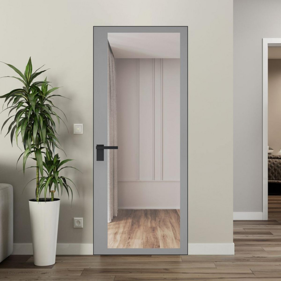 Межкомнатная дверь ProfilDoors 2 AGK цвет Планибель серый прокрас кромка Черный матовый