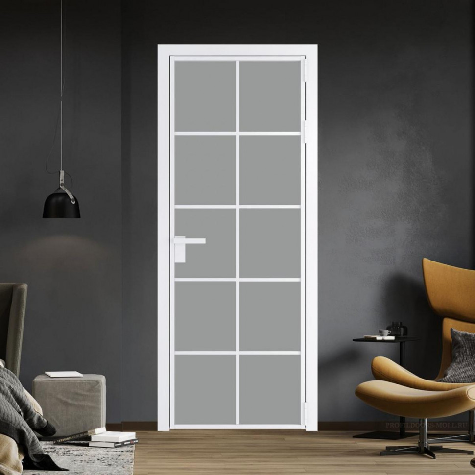 Межкомнатная дверь ProfilDoors 4 AG стекло Монохром серый триплекс цвет профиля Вайт