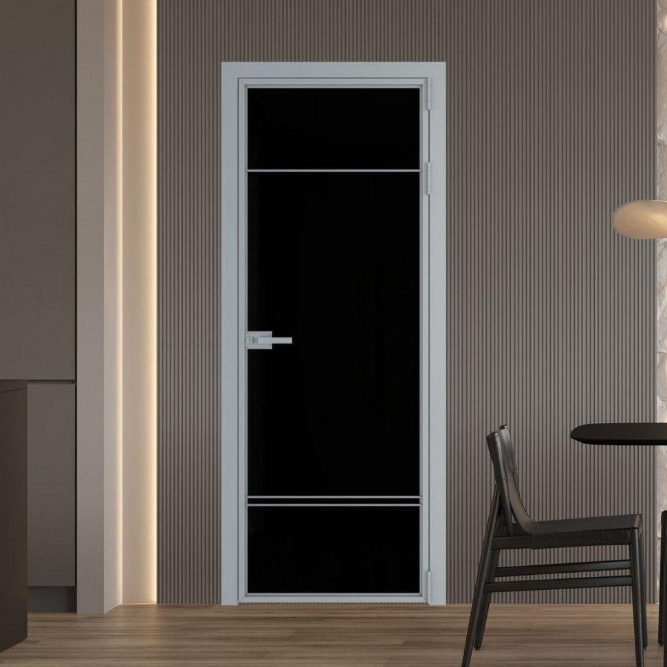 Межкомнатная дверь ProfilDoors 4 AX Триплекс черный профиль Серебро