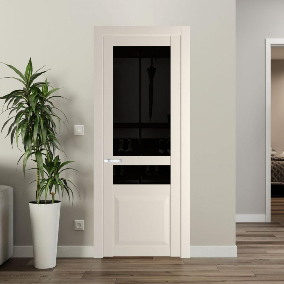 Межкомнатная дверь ProfilDoors 1.5.4 PD цвет Кремовая Магнолия вставка Черное тонированное