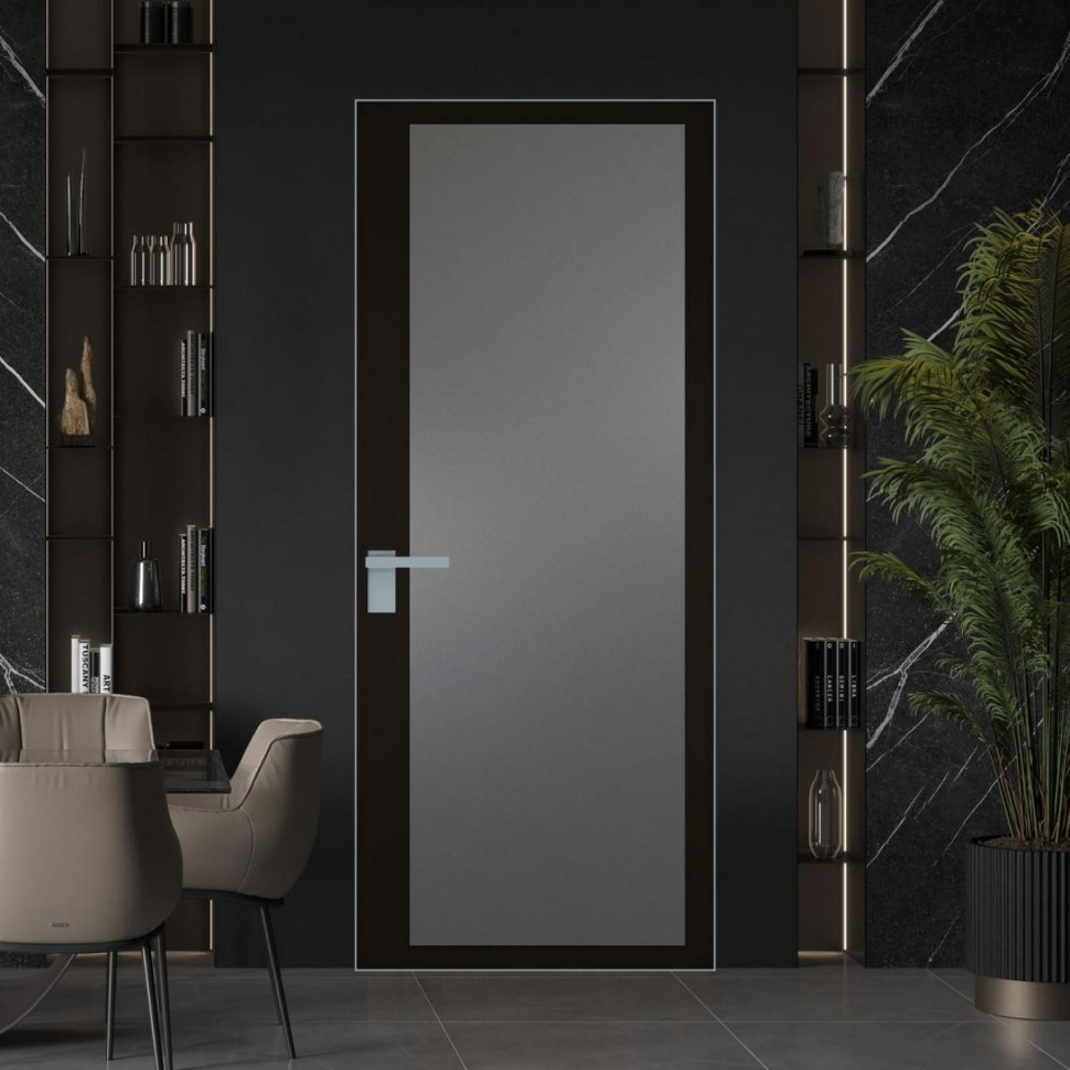 Межкомнатная дверь ProfilDoors 2 AGK цвет Мателюкс графит черный прокрас кромка Серебро