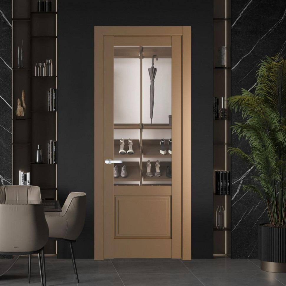 Межкомнатная дверь ProfilDoors 3.2.2 PD цвет Перламутр золото вставка Прозрачное