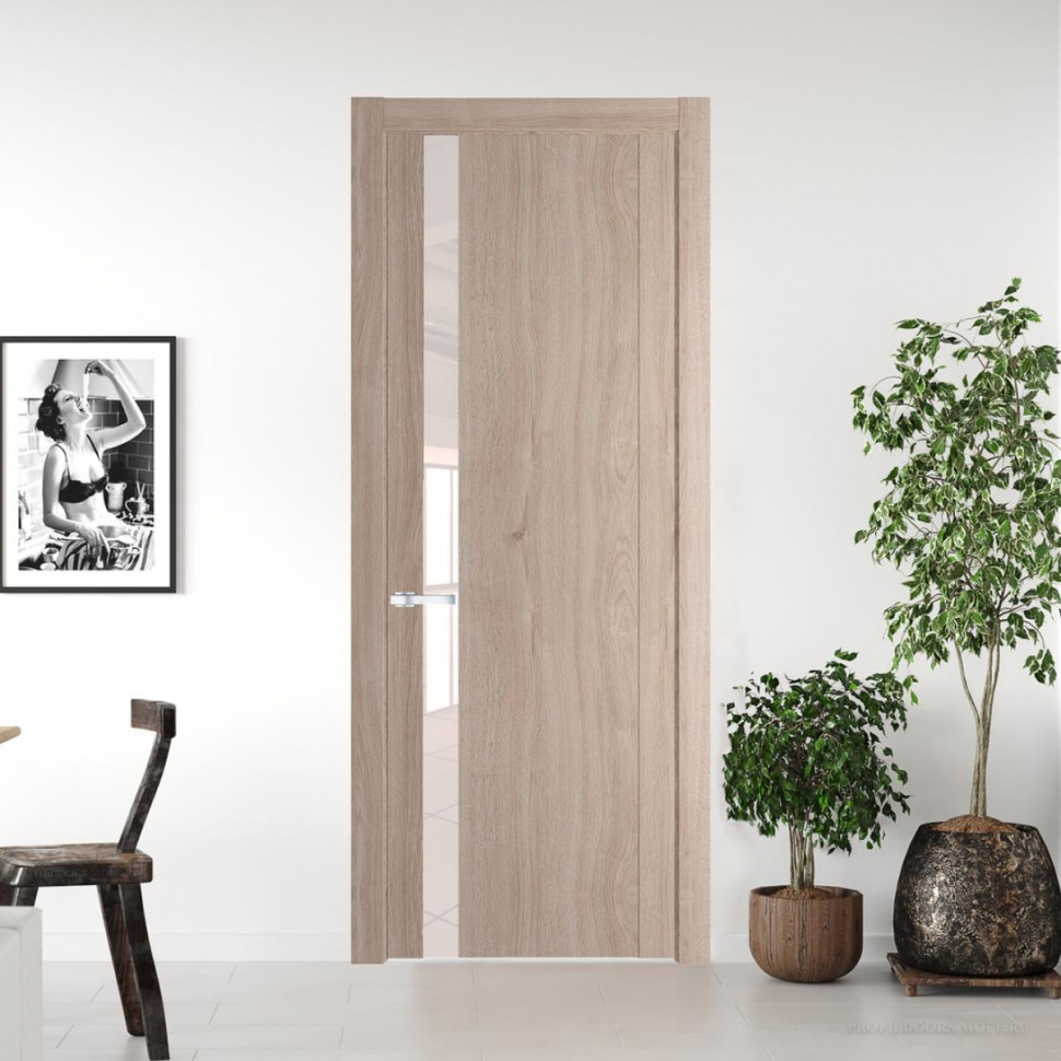 Межкомнатная дверь ProfilDoors 1.2 N Дуб Сонома с вставкой стекла перламутровый лак