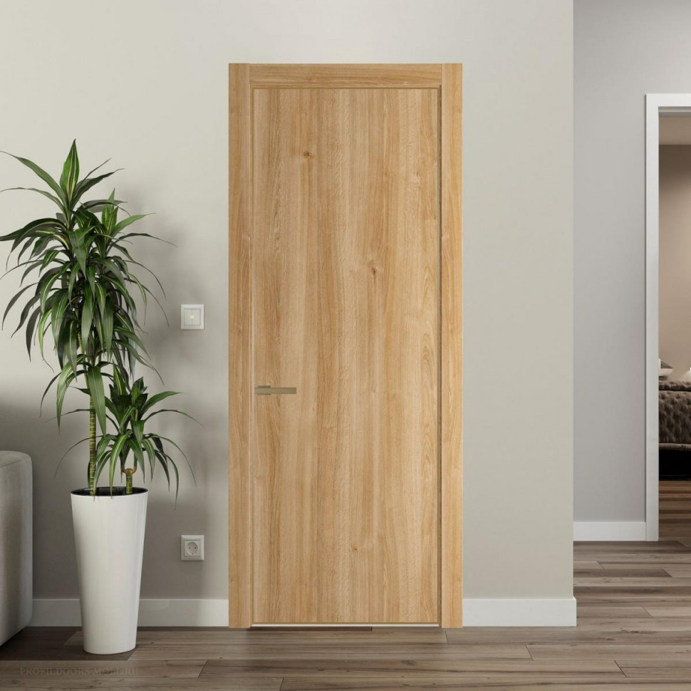 Межкомнатная дверь ProfilDoors 1 NE Дуб Карамель с кромкой Золото