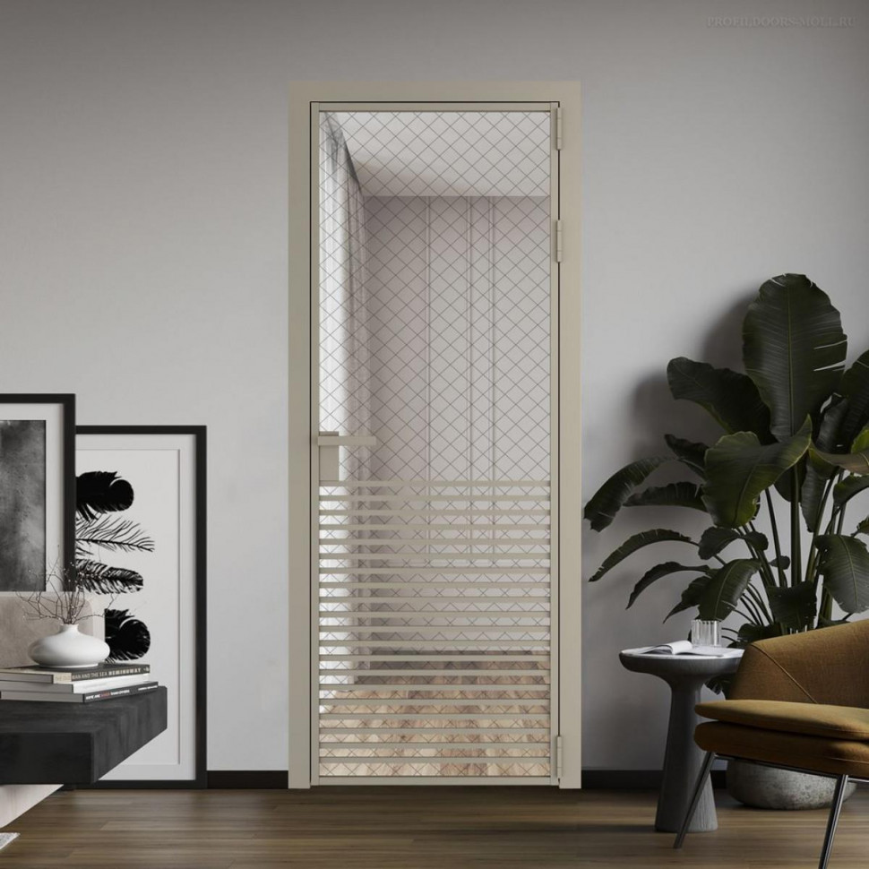 Межкомнатная дверь ProfilDoors 16 AG стекло Ромб черный цвет профиля Никель матовый