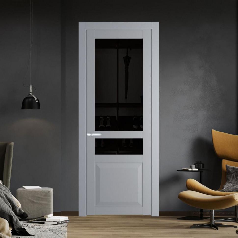 Межкомнатная дверь ProfilDoors 1.5.4 PD цвет Смоки вставка Черное тонированное
