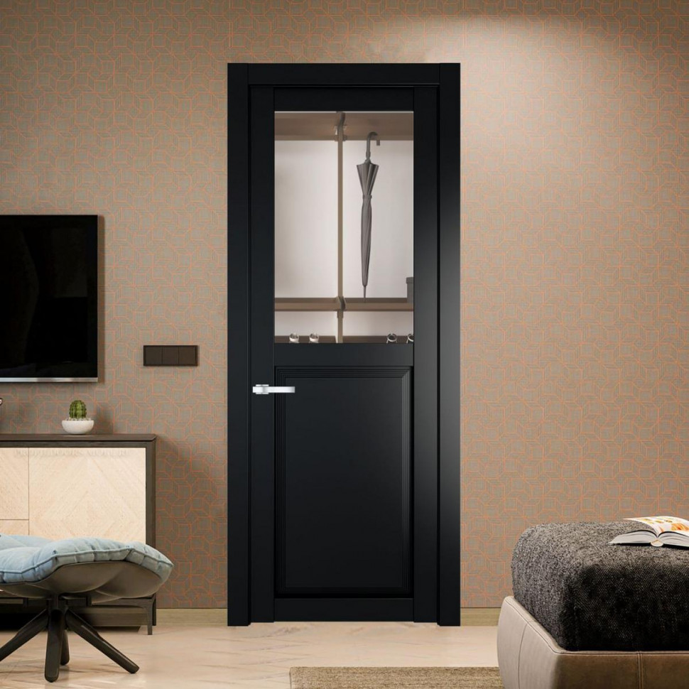 Межкомнатная дверь ProfilDoors 2.6.2 PD цвет Блэк вставка Прозрачное